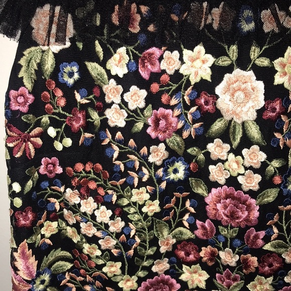 SEEN ON DISNEY'S ANDI MACK! ASOS Embroidered Floral sheer mesh top. Womens XXS - Picture 8 of 9